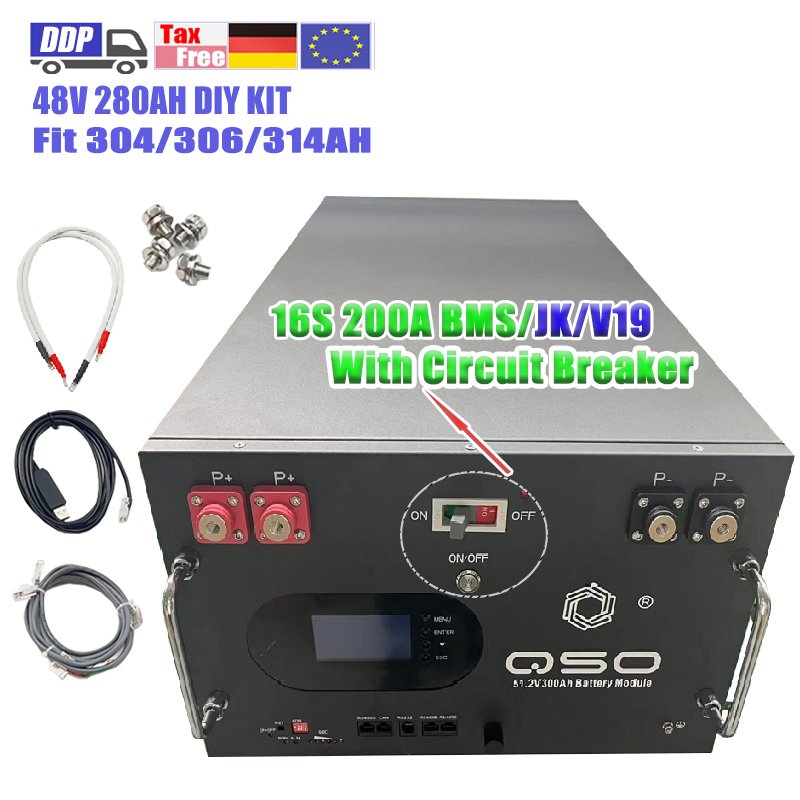 48V 16S Rack Lifepo4 Battery Kit Stackable Type for 48V 300Ah 280Ah 330Ah Energy Storage System Battery