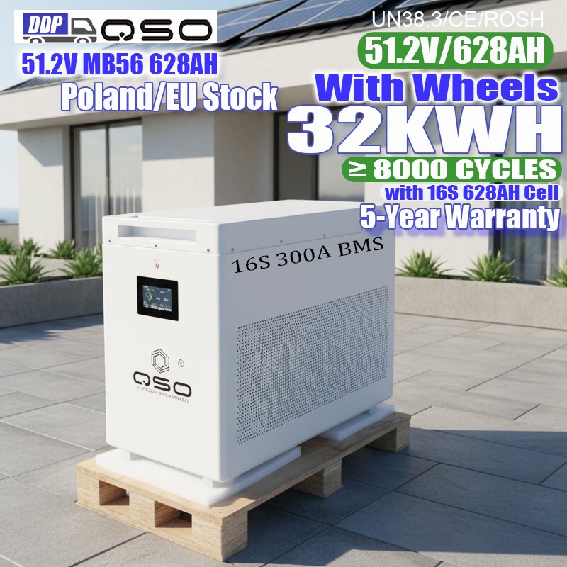 Vertical 32Kwh 51.2V Mb56 628AH Eustock 32Kw Solar House Home Storage 40kw 30Kwh 30Kw 600Ah Lithium Ion 48V Lifepo4 Battery Pack
