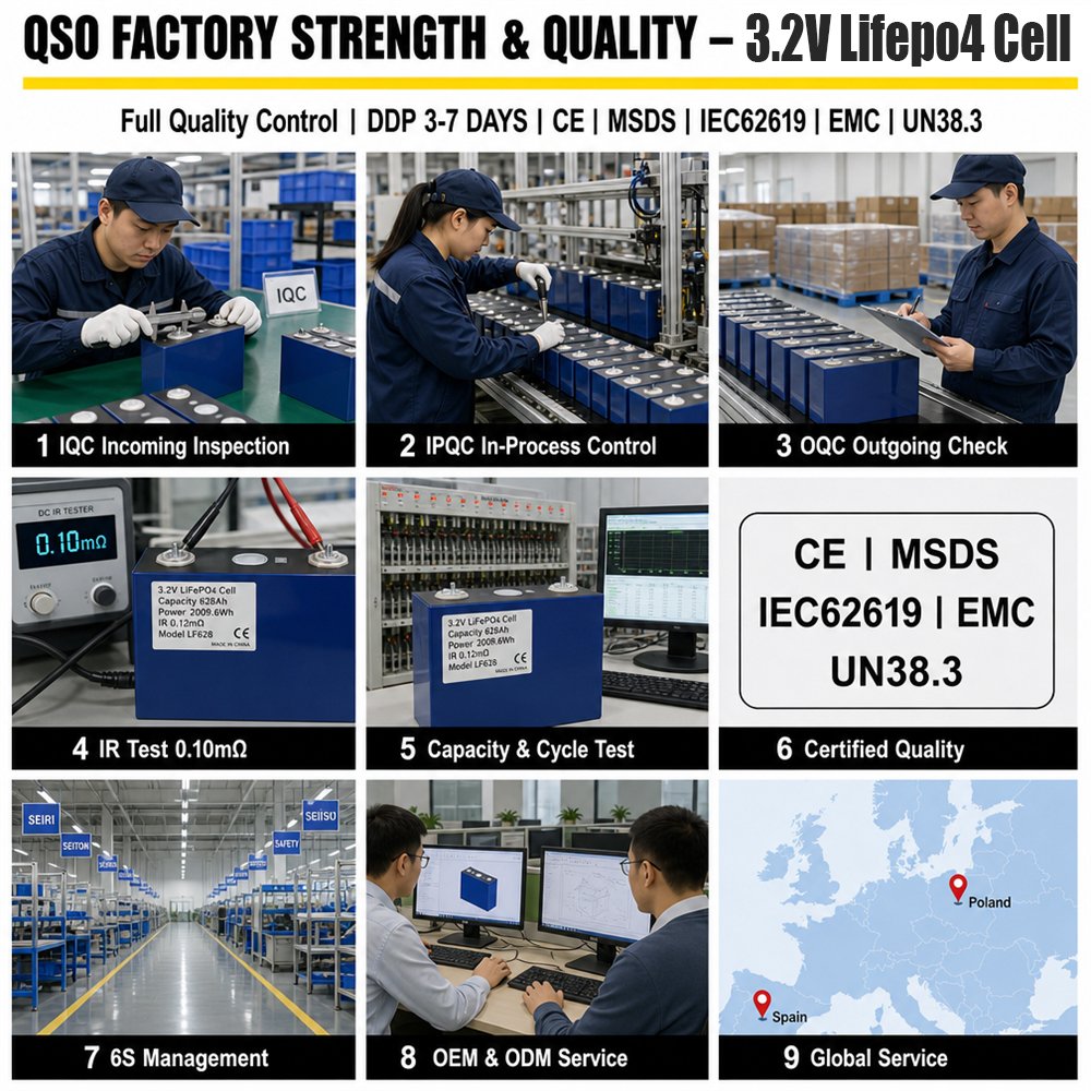 QSO Dual Pole Hole Double Terminal 280Ah Lf280K V3 Lf280/Eve280ah Cellule Lmfp Prismatique 280 314 AH 3.2V 314Ah Lifepo4 Battery - image 6