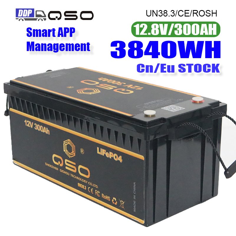 QSO 12V 12V300Ah 100 200 300 600 Ah 12.8V 200Ah 100Ah 150Ah 300Ah 400Ah 500Ah 600AH Solar 24V Lifepo4 Lithium Ion Battery Pack
