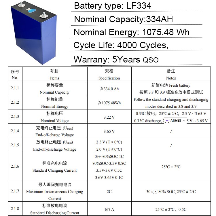 QSO LF334 334AH Lifepo4 340AH 345AH 334A Evelf334 Lfp Lf 334 340 345 AH 3.2V 350AH Lifepo4 Lithium Iron Phosphate Battery Cells - image 3