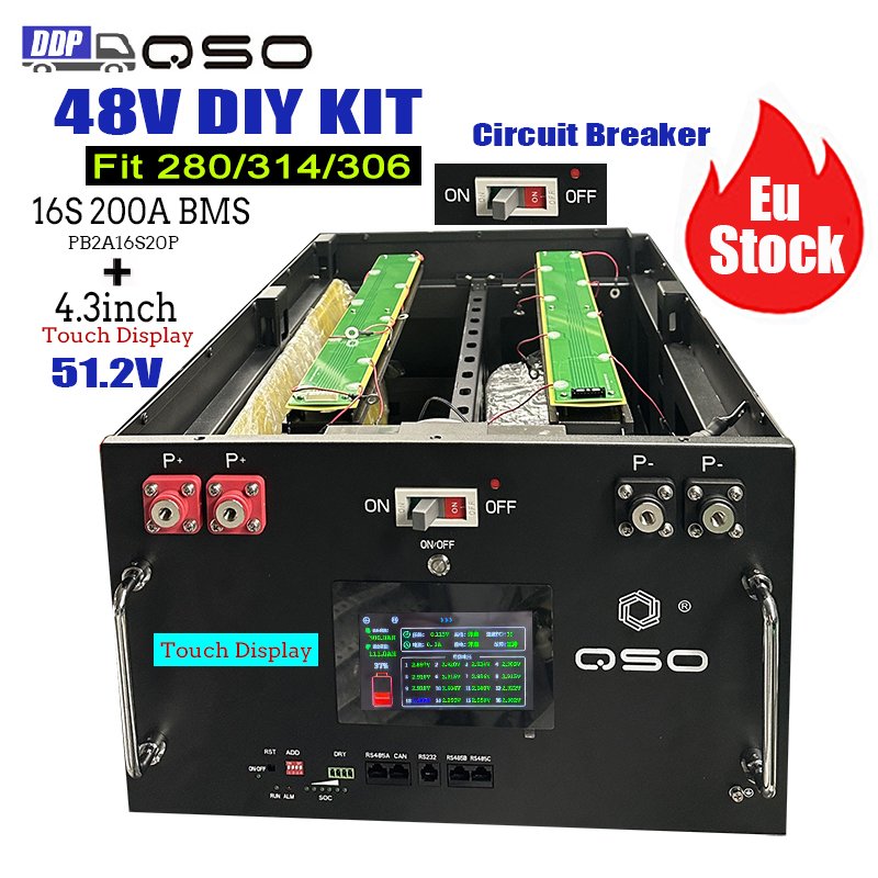 QSO 48V 16S 280 Diy Kit With 200A JK Bms Caja Para Bateria 340A 314Ah 340AH 280Ah Lefepo4 Lithium Case Lifepo4 Battery Box Rack