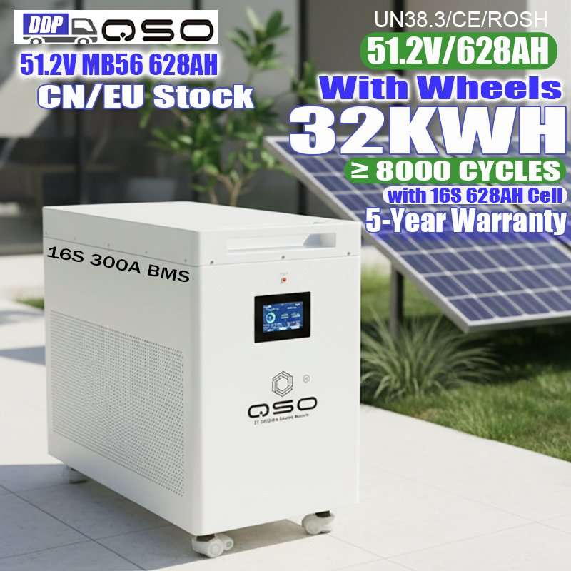 Eu Stock 32KWH Off-Grid 51.2V 628Ah 600AH Bms Solar System Home Energy Storage 32kwh-Batterij 32KW 48V Lithium Ion Battery Pack