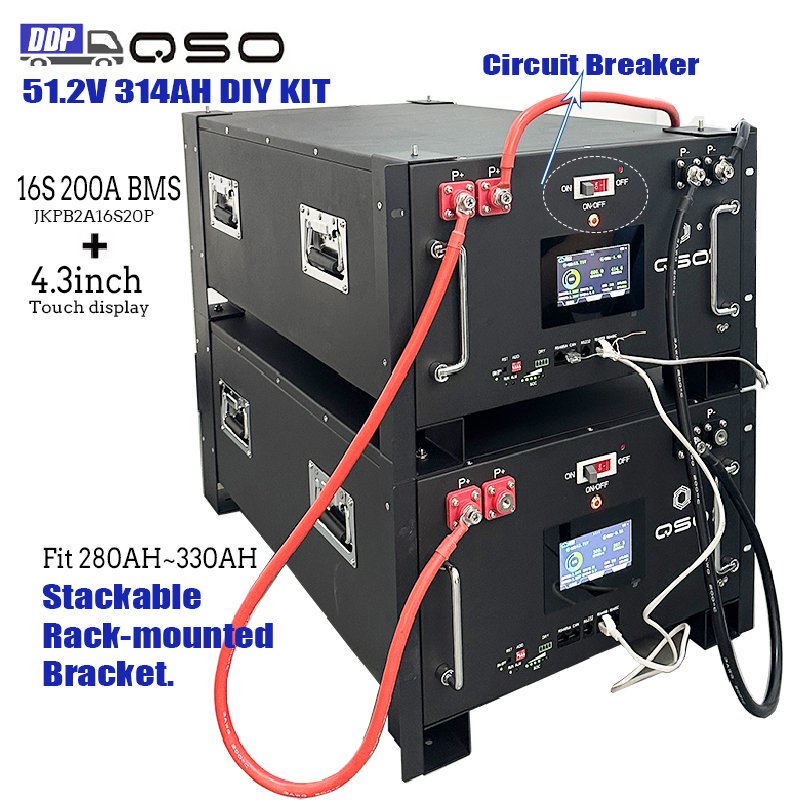 Empty 48V 280 Diy Kit With 16S 200A Bms Batteriekasten 51.2V 280Ah 314 340 AH 314AH 340AH Vertical Lithium Battery Box Case Rack