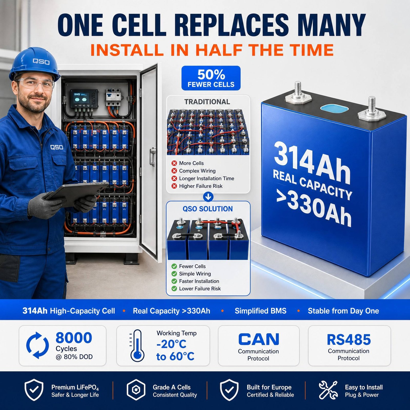 Europe Warehouse Mb31 Lifepo4 314Ah 330Ah 340AH Lf314/Eve314/LFP 314 Ah 3.2V 24V 25.6V Un38.3 Prismatic Lithium Ion Battery Cell