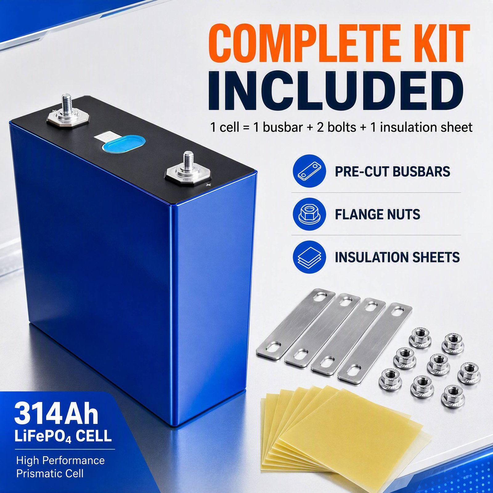 Europe Warehouse Mb31 Lifepo4 314Ah 330Ah 340AH Lf314/Eve314/LFP 314 Ah 3.2V 24V 25.6V Un38.3 Prismatic Lithium Ion Battery Cell - image 2