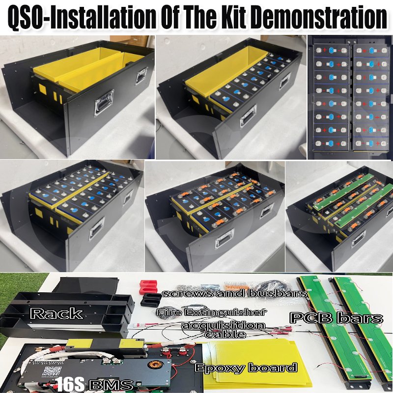 QSO Stackable Empty 48V DIY KIT 16S 200A BMS Caja De Bateria 280Ah Metal Jkess LiFePO4 Battery Boxe Rack for Solar Energy System - image 5