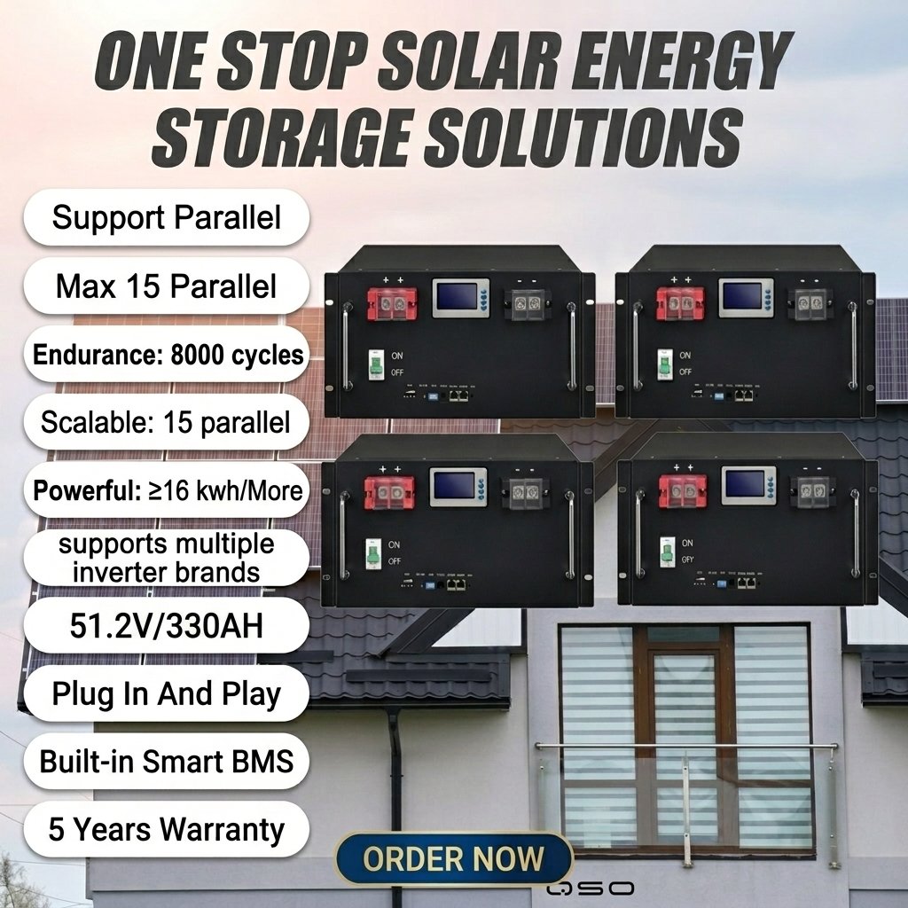 QSO Server Rack 51.2V 300Ah 314Ah 16KwH Thuisbatterij 20kwh 15Kw 10Kw Solar Speicher 16 kw 51.2 48 Volt 48V Lifepo4 Battery Pack - image 2