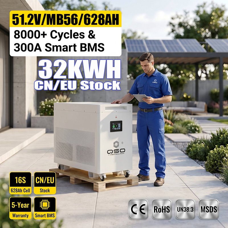 QSO 32KWH Complet Solar Power System With 16S 300A JK Bms Pacote Paquete Bateria De 48V Lifepo4 Lithium Ion Battery Pack