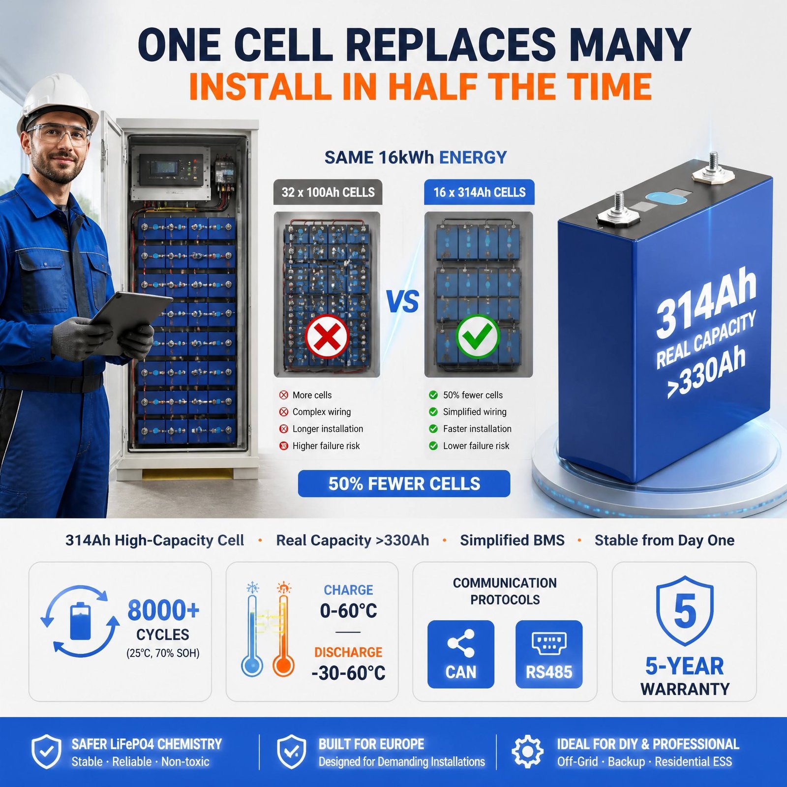 Eu Stock DDP Delivery 314Ah MB31 330Ah LF314 Polen Celdas Lfp 330 350 314 AH Cellule De 3.2V Evemb31 314Ah Lifepo4 Battery Cell - image 4