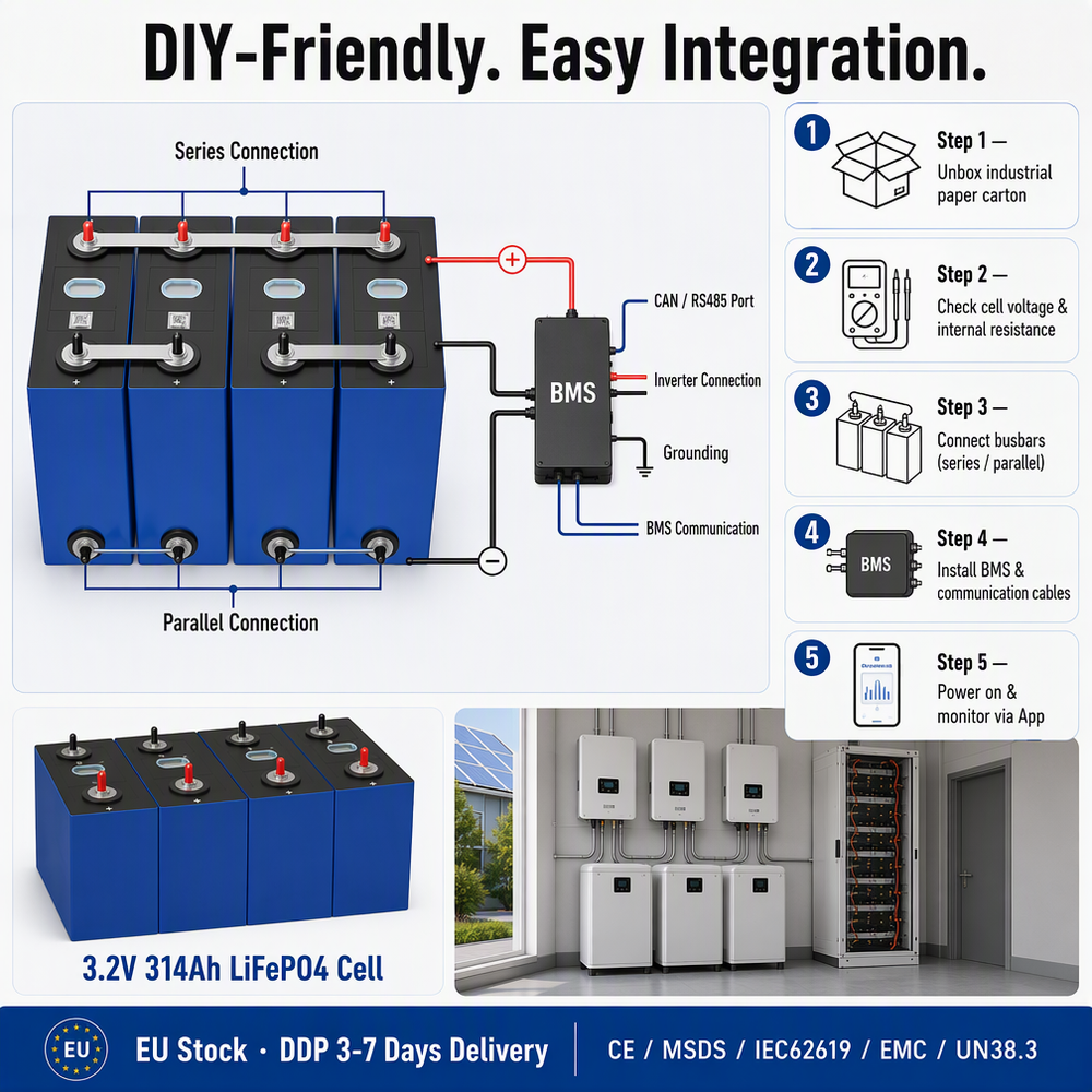 Poland Europa Calb 314ah Lifepo4 315Ah 330Ah Celda Lfp 280 330 315 314 Ah 3.2V Lithium Battery Cell HEKTARY OFF GRID TV Offgrid