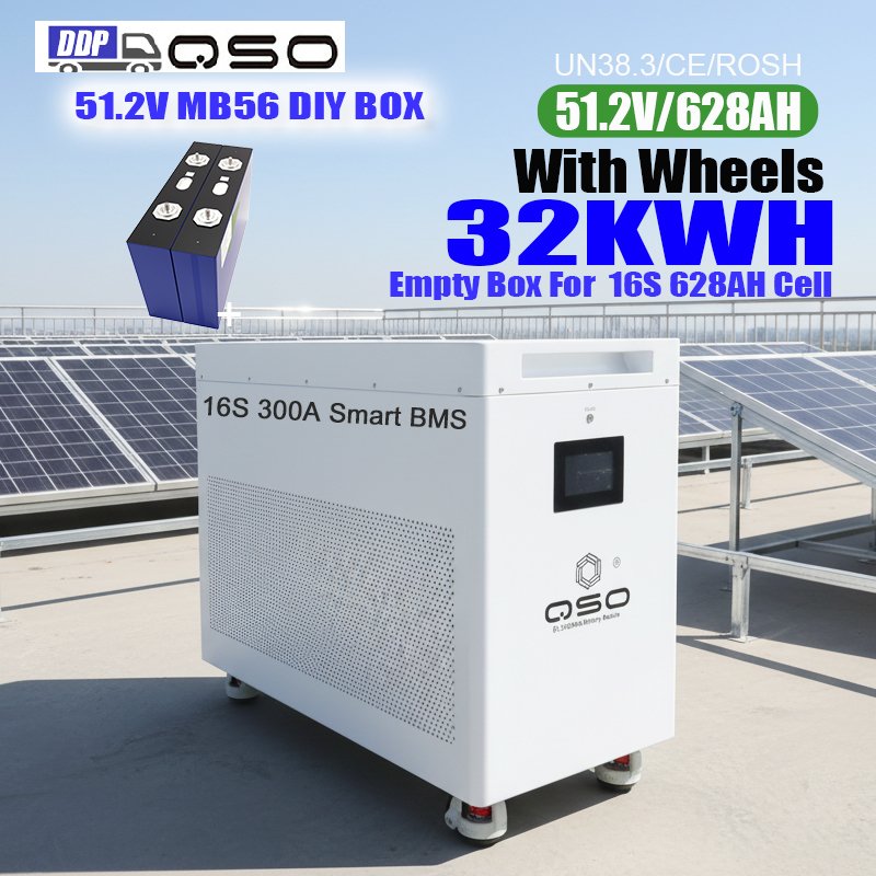QSO 51.2V MB56 Diy Box Kit Case 16S 300A BMS 33Kwh 32 kwh 32kwh Batteriebox 48V Evemb56 Lifepo4 Cell 628Ah MB56 Battery Box Rack