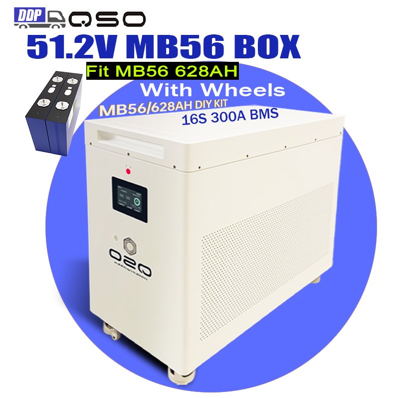 QSO Empty 16S Mb56 Diy Box With Wheels Kit 51.2V 48V Evemb56/Eve560ah 1175AH 560AH Mb56 628Ah Lifepo4 Cell Lithium Battery Case