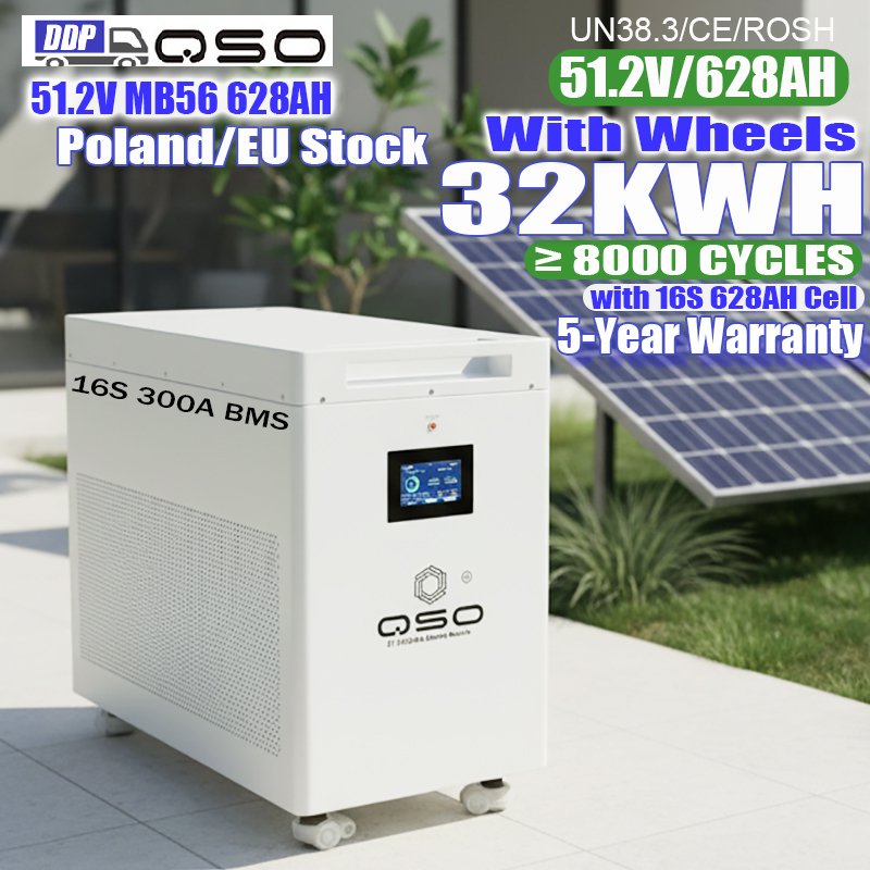QSO Bateria 32Kwh 4nrgy Pl 48V Lifepo4 Lithium Battery Pack 51.2V 30 32 Kwh Kw 2 With 16S 300A JK BMS/MB56 628AH 32Kw 30Kwh Akku