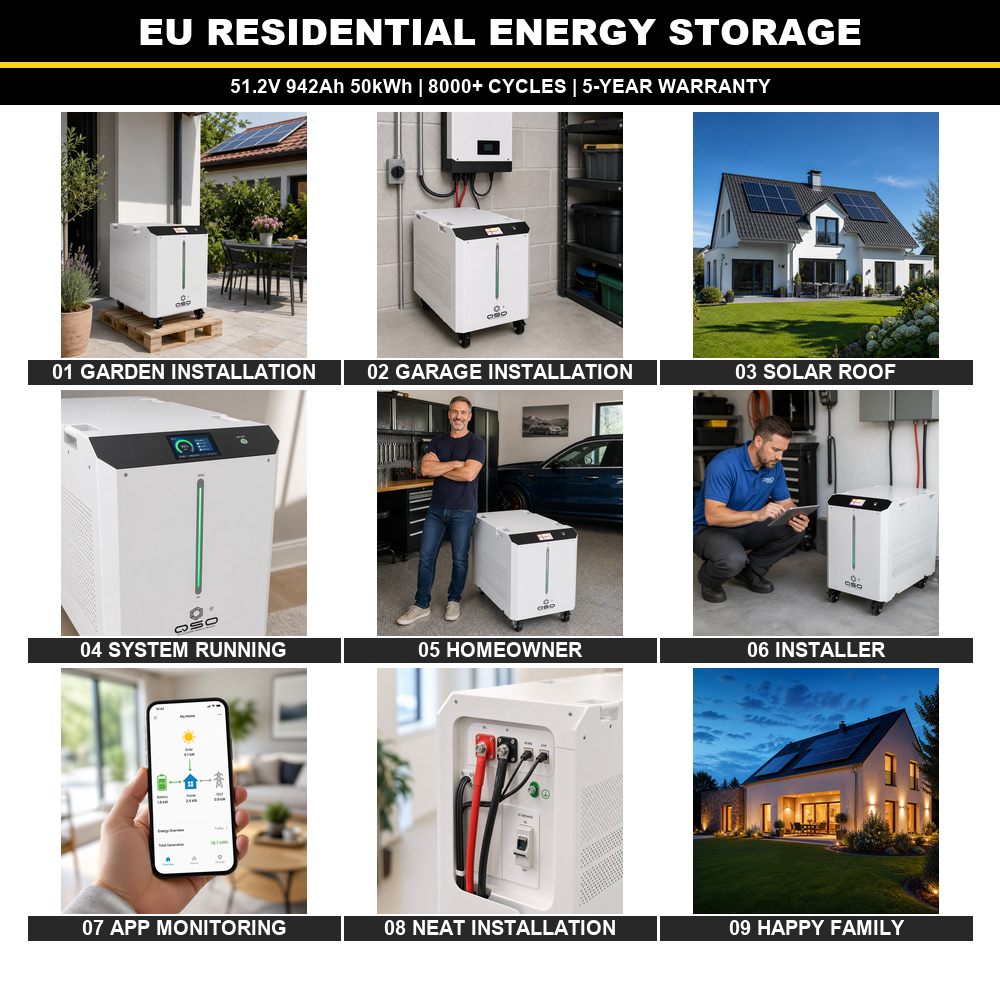QSO 51.2V 1000Ah 50KWH 50Kw 100Kwh 45KWH 100Kw Batteriespeicher Bateria De 100 50 kwh Kw Solar 48V Lifepo4 Lithium Battery Pack - image 6