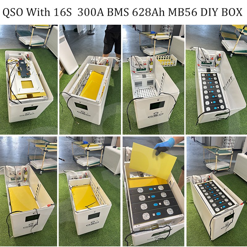 QSO EU 32kWh DIY Battery Case 32kwh 16S 51.2V 628Ah Stromspeicher Box with 300A BMS Compatible with 628Ah MB56 LiFePO4 Cells - image 4