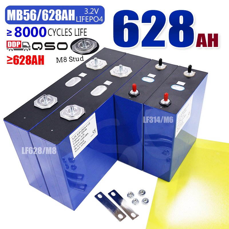 QSO High Density MB56 628Ah LiFePO4 Prismatic Lithium Ion Batteries Cell 8000 Cycle for B2B Wholesale Tiered Price Bulk Discount