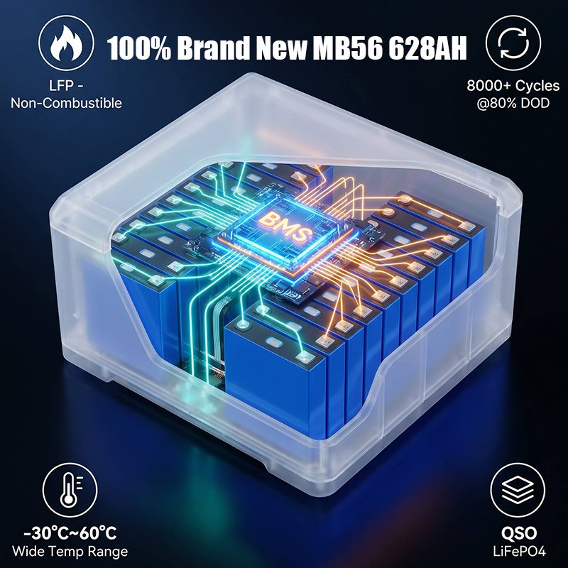 QSO High Density MB56 628Ah LiFePO4 Prismatic Lithium Ion Batteries Cell 8000 Cycle for B2B Wholesale Tiered Price Bulk Discount - image 6