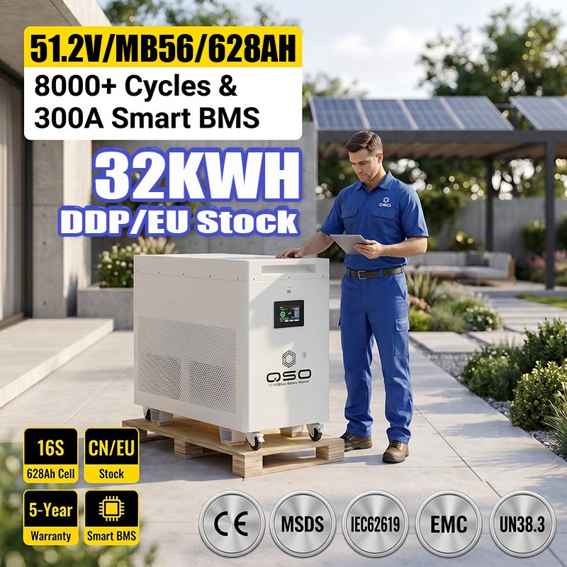 DDP Eu Stock 51.2V MB56 628AH 32Kwh 48V Lifepo4 Battery Bank Pack Polen Lithium 30 32 60 Kwh 32Kw Solar Home Paquete De Bateria