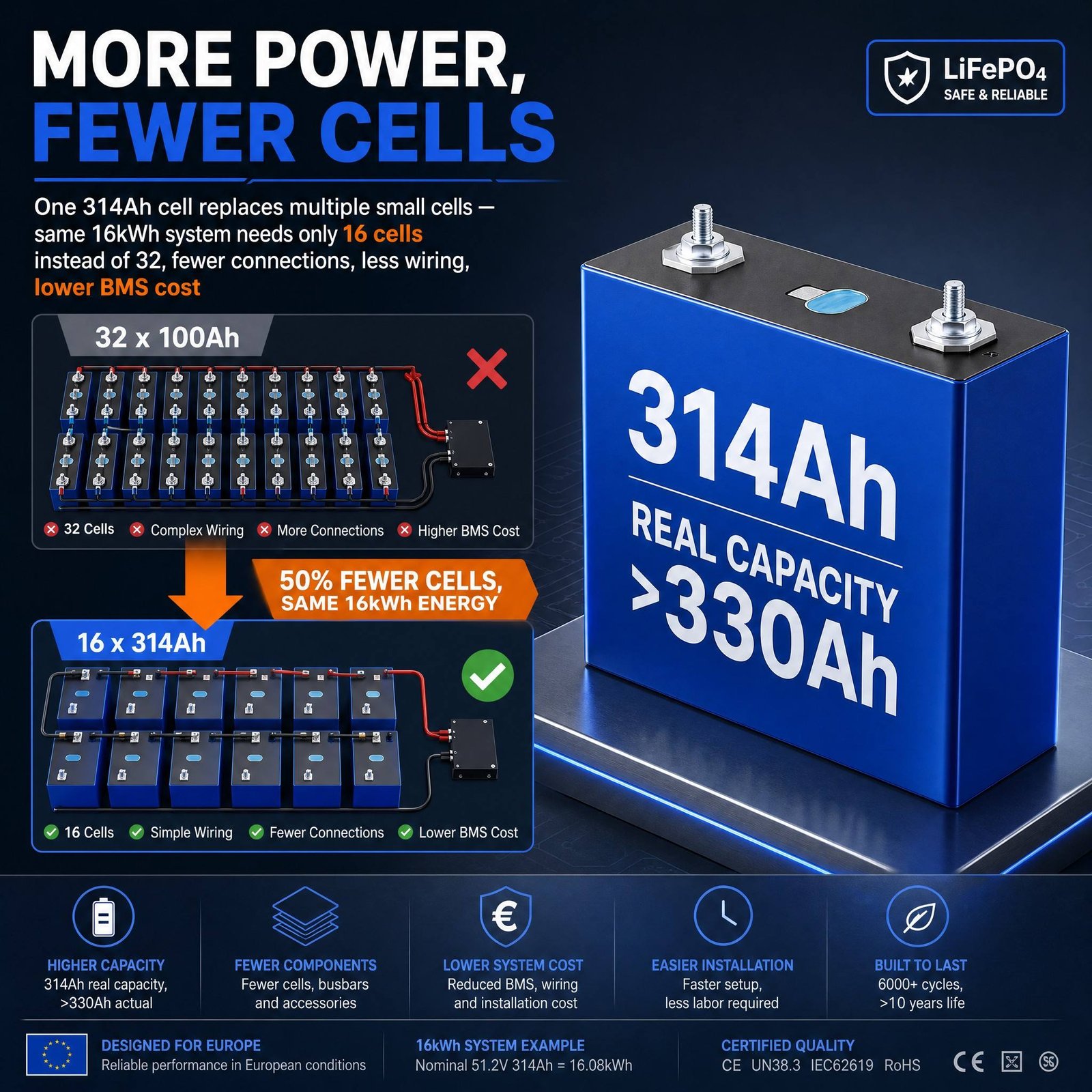 Eu Stock DDP Shipping Mb31 314AH Lifepo4 Battery 3 Grade a Evemb31 LF314 3.2V 314 Ah Celda Powland Lithium Batrey Lifepo4 Cell - image 2