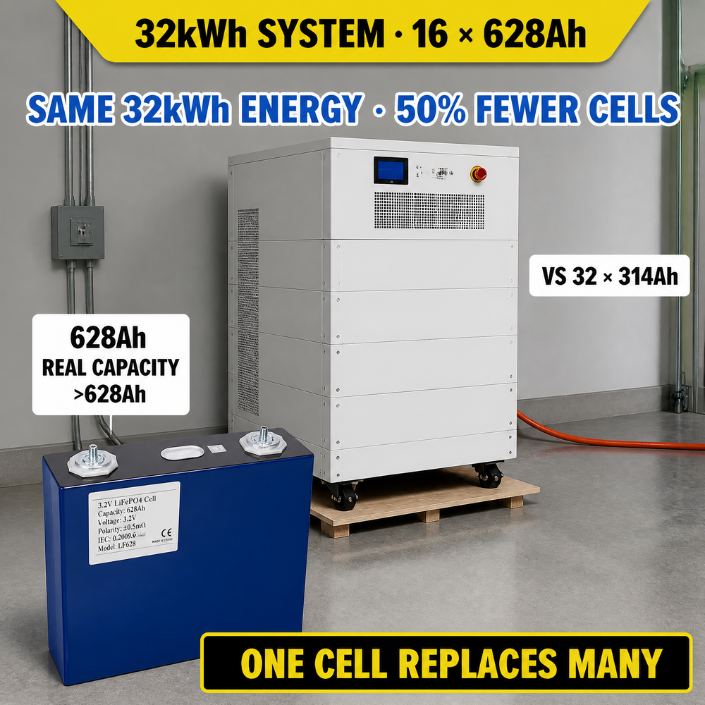 Single 2kWh 3.2V MB56 628Ah LiFePO4 Lithium Battery Cell 50% Time-Saving Installation for DIY 32kWh Home Energy Storage Systems - image 3