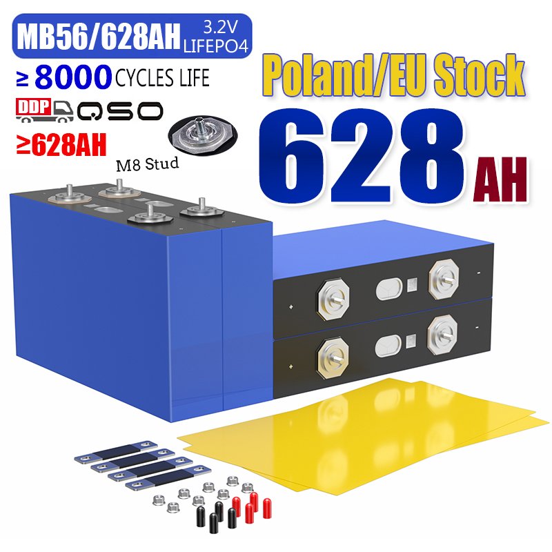 Eu Stock Single 2kWh 3.2V MB56 LiFePO4 628Ah Lithium Battery 660AH Cell for DIY 32kWh 64KWH ESS Solar Home Energy Storage System