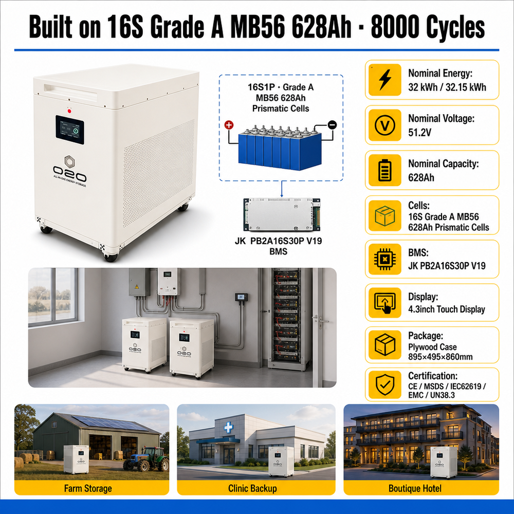 2027 Eu Stock DDP 32Kwh 628AH 32Kw Bateras Para Kit 36Kw Solar Bateria De 36 kw 30 32 KWH Lithium 51.2V 48V Lifepo4 Battery Pack - image 2